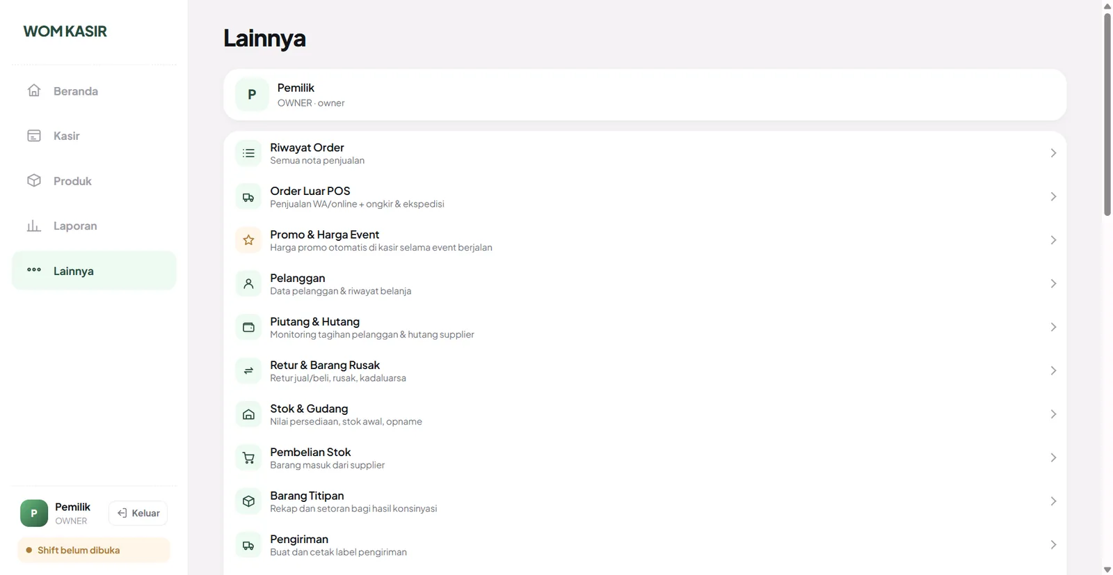 Menu lainnya